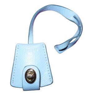 COACH Baby Blue Leather Turnlock Hangtag FOB bag charm